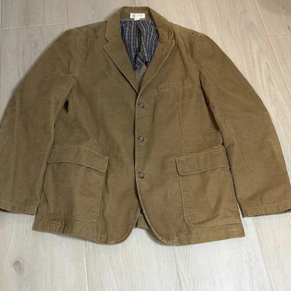 JCrew Men’s L Sport Coat Corduroy Blazer Jacket Tan Academia Classic Preppy